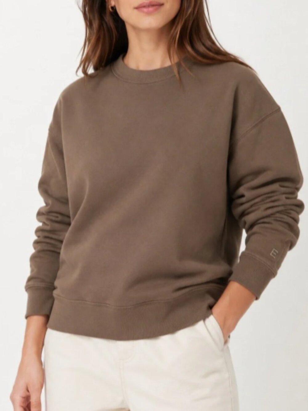 Everlane Organic Cotton Crewneck Sweatshirt Taupe Brown Small